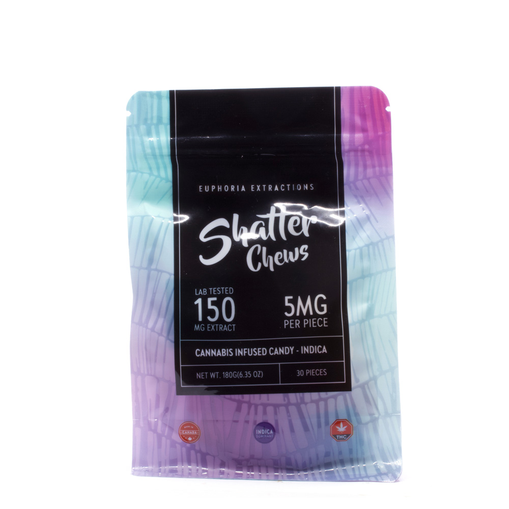 150mg Indica Shatter Chews by Euphoria Extractions